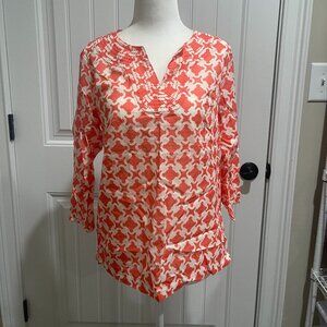 Talbots Women's Diamond Link Coral Blouse